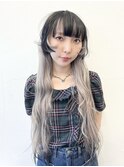 ケアブリーチ/グレージュ/ダークアッシュ/姫カット/ぱっつん前髪