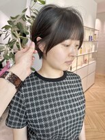 ナチュラル丸みショートボブ耳かけ髪質改善カラー