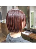 切りっぱなしボブ◎赤っぽブラウン