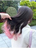 くびれヘアアプリコットオレンジハイライトカラーブルーカラー