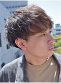 前下がりマッシュ 無造作パーマ ソフトツイスト メンズ