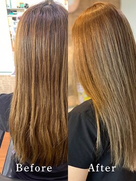 アークスヘアー イエローアッシュ大人かわいい透明感ベージュ×サラ艶ストレート