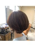 #ショートボブ　#ミルクティーブラウン　#丸みショート