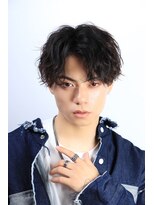 ネイビー(NAVY)&nbsp;セクシーセンターパート ウェーブパーマ