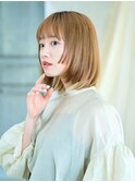 大人かわいい前髪セシルカットココアブラウンフリンジウェーブ