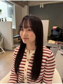 グレージュ/前髪カット/髪質改善ストレート/暗髪/黒髪ロング