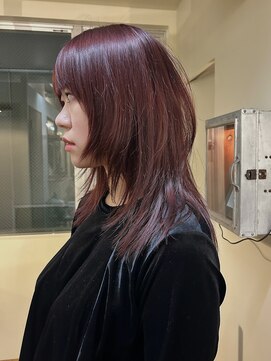 エクテ(ecouter) ノンジアミンカラー×ボルドーブラウン×結べるレイヤーカット