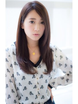 リュドール 栄(Rue D’or) ツヤ髪黒髪暗髪大人かわいいセミロングワンカールby水谷