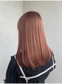 ピンクベージュ/暖色系カラー/ミルクティーピンク/ロブヘア