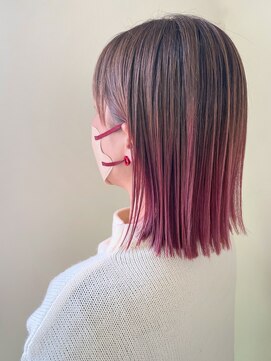 キャパジャストヘアー(CAPA just hair) 切りっぱなしボブ×グラデーションカラー/ピンク