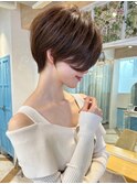 ショート×ハイライト白髪ぼかし×マチルダボブ[心斎橋]