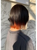 インナーカラー|ウルフ|ボブレイヤー|オレンジ