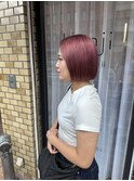 カシスピンクカラー/透明感カラー/切りっぱなしボブ/蔵前/田原町