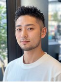 韓国マッシュ スペインカール スパイキーショートブルーブラック