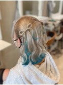 髪リボンハーフツインテール
