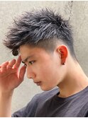 スパイキーショートザクザクショートアップバングツーブロック