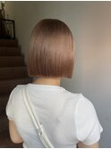 ヘーゼルベージュくびれボブケアブリーチワイドバングミニボブ