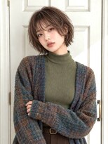 ソワバイアロマヘアー(soi by AROMA hair)&nbsp;小顔カット/ショートボブ/シースルーバング/ブラウンカラー/仙台