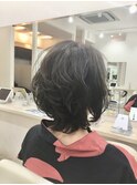 ミディアム×アッシュグレイカラー