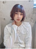 イメチェンフェミニン小顔カットアッシュブラウンボブ