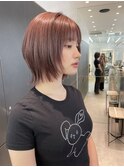 イメチェン外ハネボブ美髪ワイドバングミディアム縮毛矯正ボブ