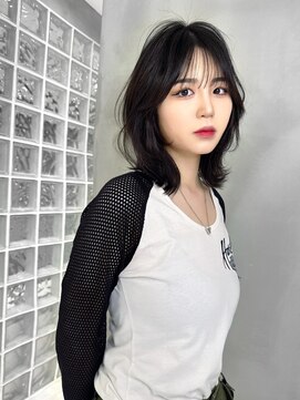 ロンド ジュルード 名古屋(Lond jeloud) シースルーバング　ウェーブミックス　ミディアム