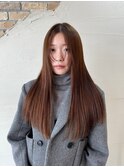 小顔カットで垢抜けくすみベージュ姫カットレイヤー前髪なし