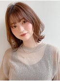 前髪 外ハネボブ チェリーブラウン ミニウルフ"