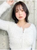 暗髪ブラウン×くびれヘア[夏/ボブ/グレージュ]