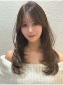 ワンホンレイヤー/ミルクグレージュ/韓国巻き/顔周りカット/銀座