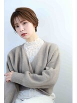 ムウ 難波(MOU)&nbsp;クールショートボブ前髪イメチェンピンクベージュ30代40代50代