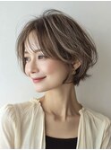大人ショートボブ白髪ぼかし脱白髪染め40代50代60代♪