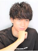 ハンサムショートセンターパートマッシュツーブロックツイスト