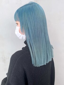 アルバム 銀座(ALBUM GINZA) ブルーロング_カーキグレージュマッシュショート_ba317411