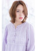 伸ばしかけ外ハネミディアム◎モーブカラーくびれカールc1