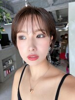 フラッグ ヘアー 天神西通り店(Flag HAIR)&nbsp;カーキグレージュショートシースルーバング前髪