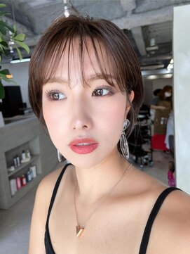 フラッグ ヘアー 天神西通り店(Flag HAIR) カーキグレージュショートシースルーバング前髪