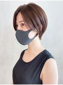 タイト丸みショート_斜めバンググレージュカラー_ba401702