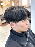 ニュアンスパーマ×センターパート