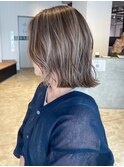 オリーブカラー小顔ボブルフ秋色透明感カラー_ba531101