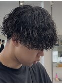 天神シャドウパーマ波巻きスパイラルパーマメンズマッシュ強め