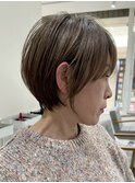 別府ショートボブ顔まわりレイヤーカット髪質改善カラー30代