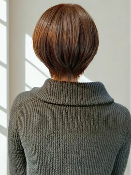 ヘアーメイク グロー(hair make grow) ブラウンベージュカラー ショートボブ 丸みボブ 艶髪 30代 美髪