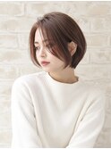 コンパクトボブ×ピンクブラウン20代30代40代丸顔面長池袋