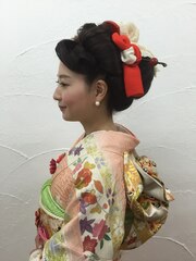 成人式ヘアセット　古典アレンジ風