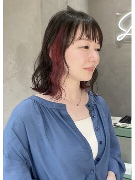 ジーナ 神戸 三田駅前(Zina) ミディアム/波ウェーブ/インナーピンク