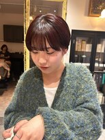 アンユヘアー 与野駅前店(unu.hair)&nbsp;マッシュショート/赤髪/レッドカラー