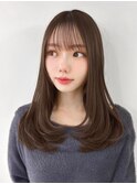 ぱっつん前髪シースルーバング小顔顔まわりレイヤーカット