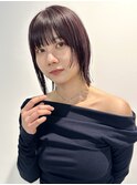顔まわりレイヤー小顔カットブリーチなしブラウンカラー髪質改善
