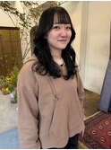20代30代透明感レイヤーロングブルーブラック×小顔効果
